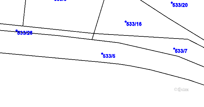 Parcela st. 533/5 v KÚ Lípa nad Dřevnicí, Katastrální mapa
