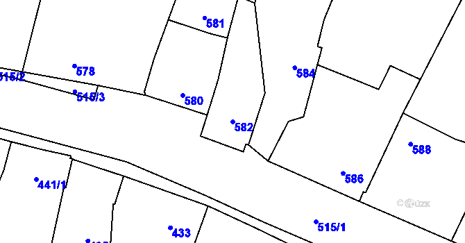 Parcela st. 582 v KÚ Lípa nad Dřevnicí, Katastrální mapa