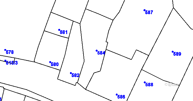 Parcela st. 584 v KÚ Lípa nad Dřevnicí, Katastrální mapa
