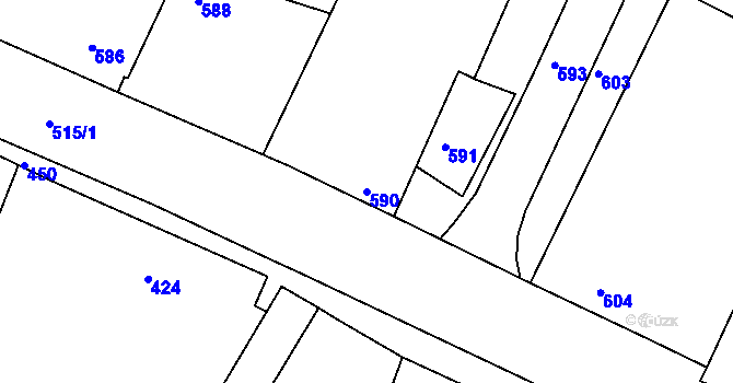 Parcela st. 590 v KÚ Lípa nad Dřevnicí, Katastrální mapa