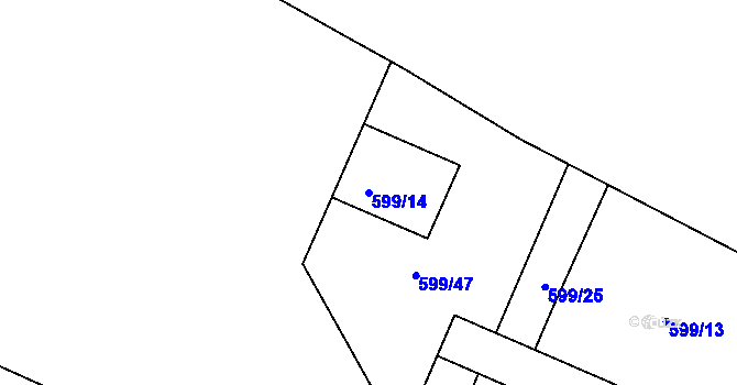 Parcela st. 599/14 v KÚ Lípa nad Dřevnicí, Katastrální mapa