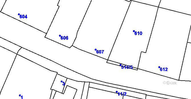 Parcela st. 607 v KÚ Lípa nad Dřevnicí, Katastrální mapa