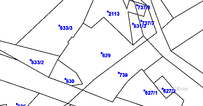 Parcela st. 629 v KÚ Lípa nad Dřevnicí, Katastrální mapa