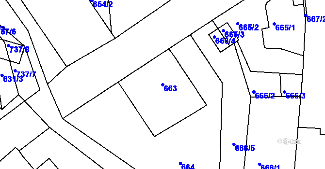 Parcela st. 663 v KÚ Lípa nad Dřevnicí, Katastrální mapa