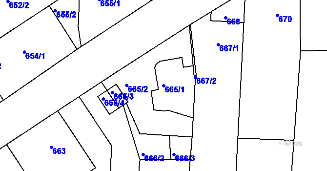 Parcela st. 665/1 v KÚ Lípa nad Dřevnicí, Katastrální mapa