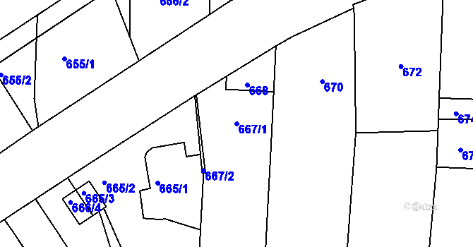 Parcela st. 667/1 v KÚ Lípa nad Dřevnicí, Katastrální mapa