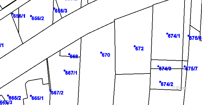 Parcela st. 670 v KÚ Lípa nad Dřevnicí, Katastrální mapa