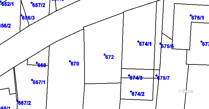 Parcela st. 672 v KÚ Lípa nad Dřevnicí, Katastrální mapa