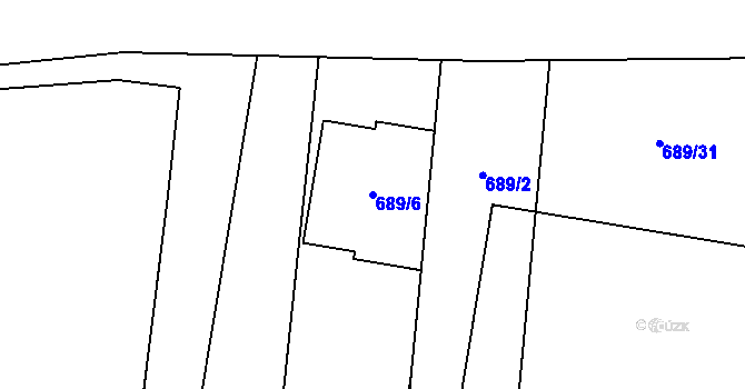 Parcela st. 689/6 v KÚ Lípa nad Dřevnicí, Katastrální mapa