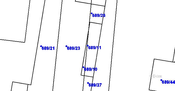 Parcela st. 689/11 v KÚ Lípa nad Dřevnicí, Katastrální mapa