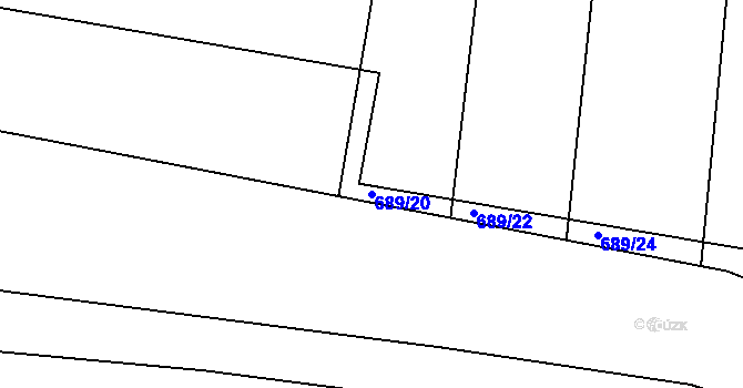 Parcela st. 689/20 v KÚ Lípa nad Dřevnicí, Katastrální mapa