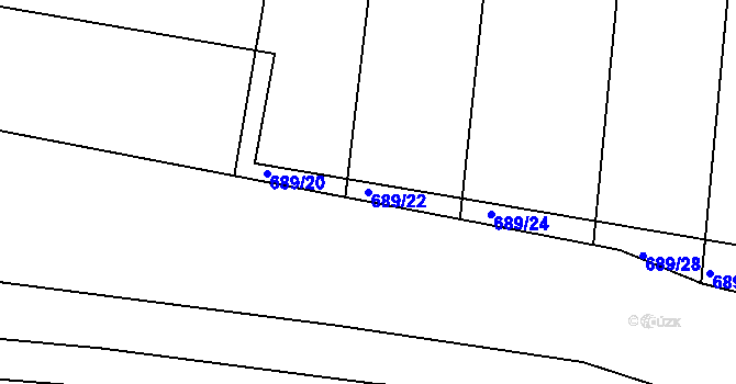 Parcela st. 689/22 v KÚ Lípa nad Dřevnicí, Katastrální mapa