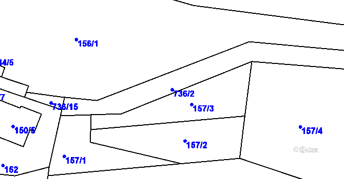 Parcela st. 736/2 v KÚ Lípa nad Dřevnicí, Katastrální mapa