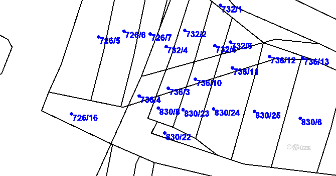 Parcela st. 736/3 v KÚ Lípa nad Dřevnicí, Katastrální mapa
