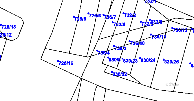 Parcela st. 736/4 v KÚ Lípa nad Dřevnicí, Katastrální mapa