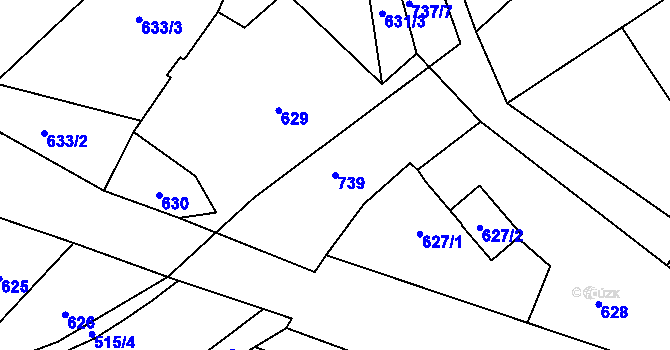 Parcela st. 739 v KÚ Lípa nad Dřevnicí, Katastrální mapa