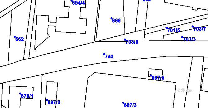 Parcela st. 740 v KÚ Lípa nad Dřevnicí, Katastrální mapa