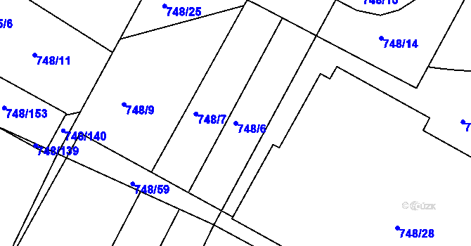 Parcela st. 748/6 v KÚ Lípa nad Dřevnicí, Katastrální mapa