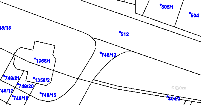 Parcela st. 748/12 v KÚ Lípa nad Dřevnicí, Katastrální mapa