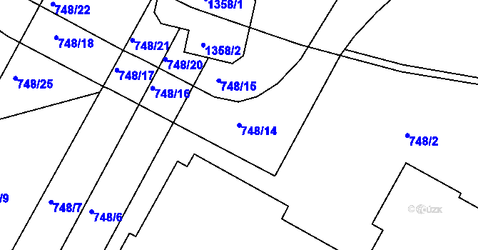 Parcela st. 748/14 v KÚ Lípa nad Dřevnicí, Katastrální mapa