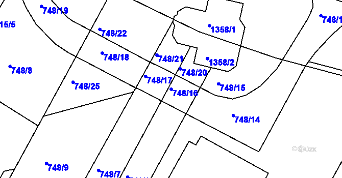 Parcela st. 748/16 v KÚ Lípa nad Dřevnicí, Katastrální mapa