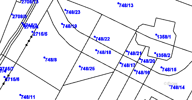 Parcela st. 748/18 v KÚ Lípa nad Dřevnicí, Katastrální mapa