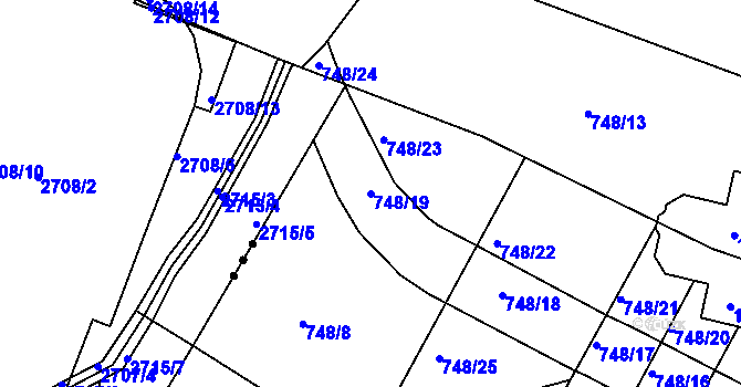 Parcela st. 748/19 v KÚ Lípa nad Dřevnicí, Katastrální mapa
