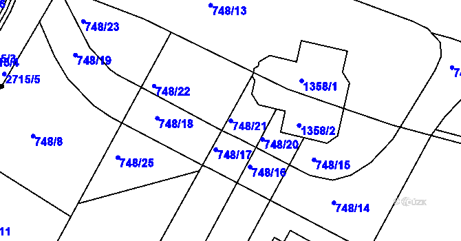 Parcela st. 748/21 v KÚ Lípa nad Dřevnicí, Katastrální mapa