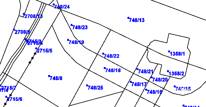 Parcela st. 748/22 v KÚ Lípa nad Dřevnicí, Katastrální mapa