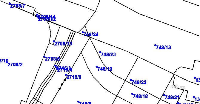 Parcela st. 748/23 v KÚ Lípa nad Dřevnicí, Katastrální mapa