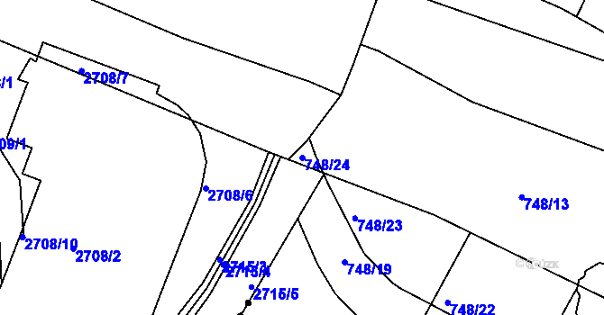 Parcela st. 748/24 v KÚ Lípa nad Dřevnicí, Katastrální mapa