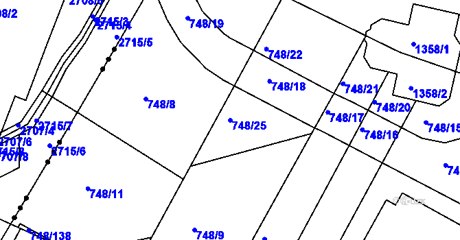 Parcela st. 748/25 v KÚ Lípa nad Dřevnicí, Katastrální mapa