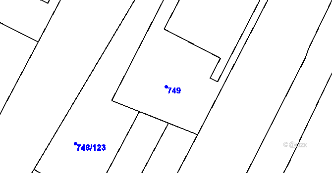 Parcela st. 749 v KÚ Lípa nad Dřevnicí, Katastrální mapa