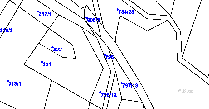 Parcela st. 796 v KÚ Lípa nad Dřevnicí, Katastrální mapa