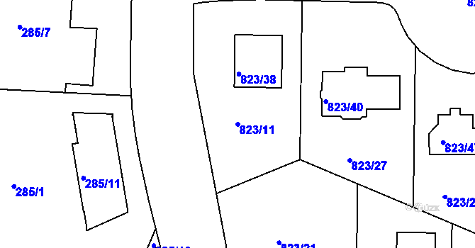 Parcela st. 823/11 v KÚ Lípa nad Dřevnicí, Katastrální mapa