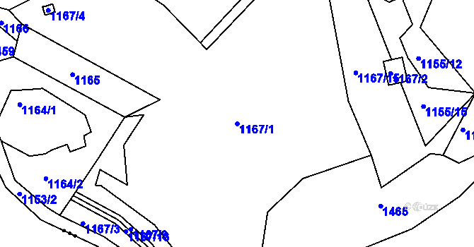 Parcela st. 1167/1 v KÚ Lípa nad Dřevnicí, Katastrální mapa
