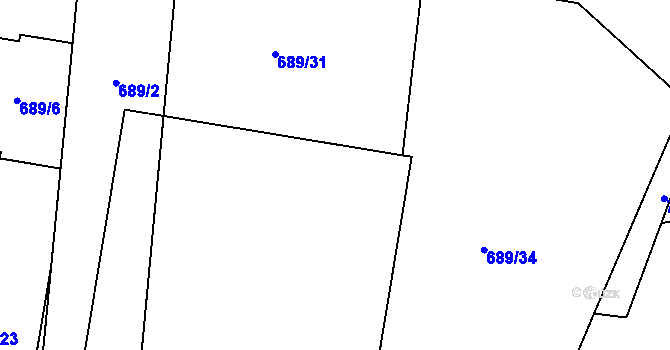 Parcela st. 689/47 v KÚ Lípa nad Dřevnicí, Katastrální mapa