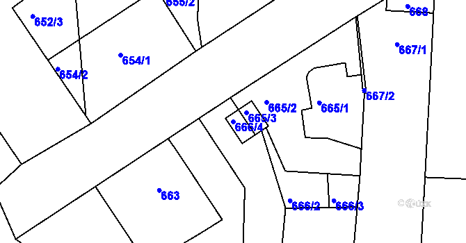 Parcela st. 666/4 v KÚ Lípa nad Dřevnicí, Katastrální mapa
