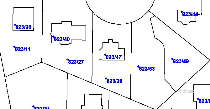 Parcela st. 823/47 v KÚ Lípa nad Dřevnicí, Katastrální mapa