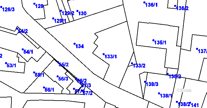 Parcela st. 133/1 v KÚ Lípa nad Dřevnicí, Katastrální mapa