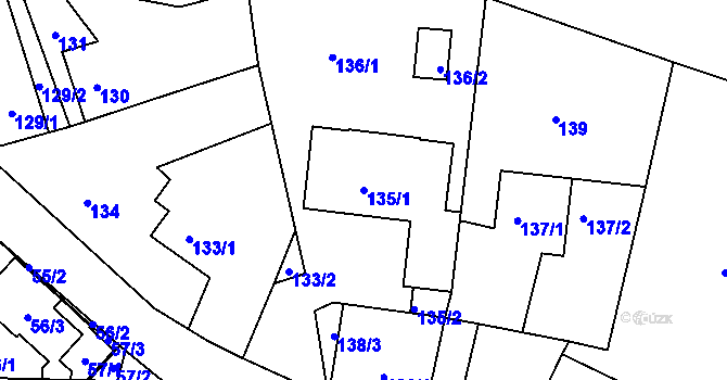 Parcela st. 135/1 v KÚ Lípa nad Dřevnicí, Katastrální mapa