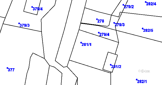 Parcela st. 281/1 v KÚ Lípa nad Dřevnicí, Katastrální mapa