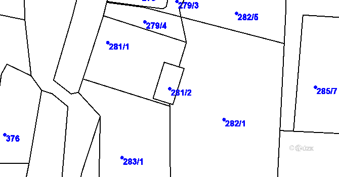 Parcela st. 281/2 v KÚ Lípa nad Dřevnicí, Katastrální mapa