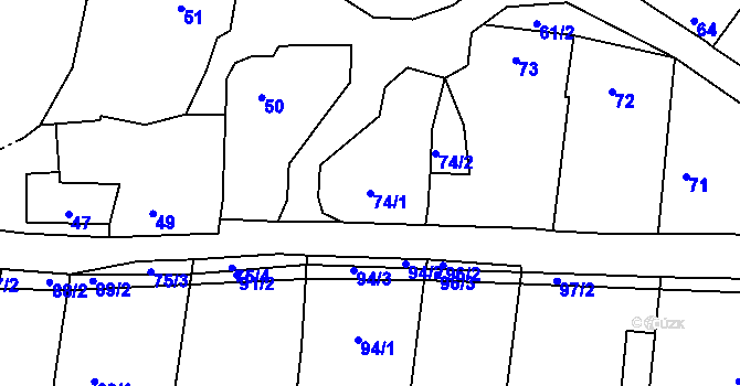 Parcela st. 74/1 v KÚ Lípa nad Dřevnicí, Katastrální mapa