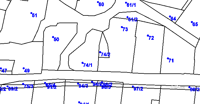 Parcela st. 74/2 v KÚ Lípa nad Dřevnicí, Katastrální mapa