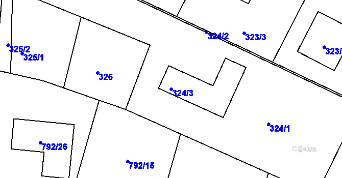 Parcela st. 324/3 v KÚ Lípa nad Dřevnicí, Katastrální mapa