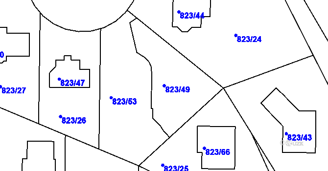 Parcela st. 823/49 v KÚ Lípa nad Dřevnicí, Katastrální mapa