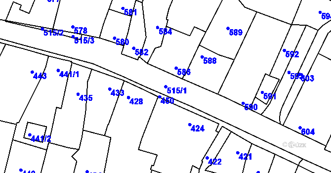 Parcela st. 515/1 v KÚ Lípa nad Dřevnicí, Katastrální mapa