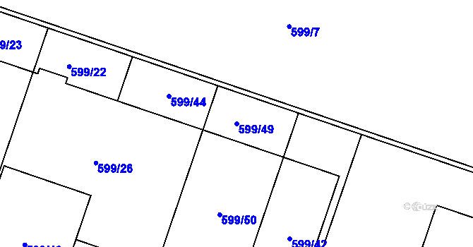 Parcela st. 599/49 v KÚ Lípa nad Dřevnicí, Katastrální mapa