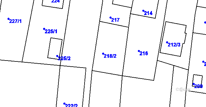 Parcela st. 218/2 v KÚ Lípa nad Dřevnicí, Katastrální mapa